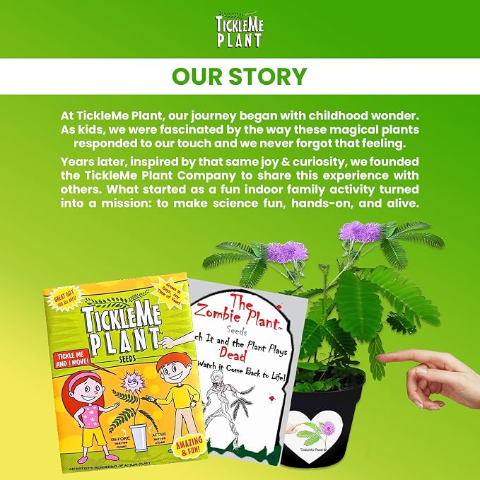 TickleMe Plant Classroom or Homeschool Science Fun Planting Party Kit – for 30 Students – Grow a Sensitive Plant that Reacts to Touch – Includes Activity Book and Seeds for Kids to Plant