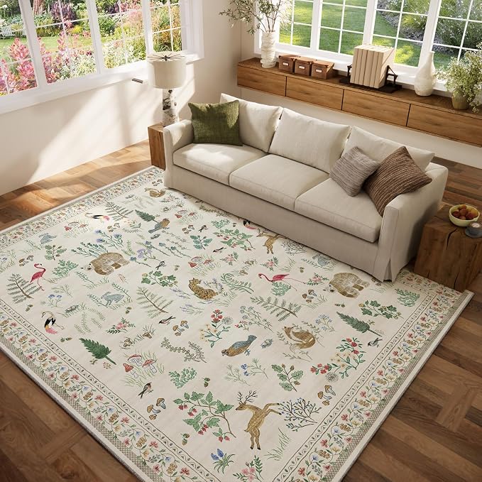 6x9 Area Rugs for Living Room: Washable Bedroom Rug Stain Resistant Non Slip Low Pile Soft Lightweight Soft Carpet Rugs for Kitchen Dining Room Farmhouse Nursery Kids Room Home Office Indoor