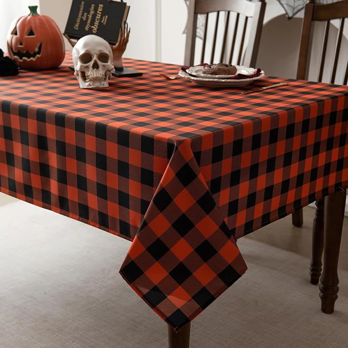 Classic Gingham Buffalo Tablecloth Fabric - Oblong 90x156 Inch Water Proof Checkered Table Cloth for Indoor Outdoor - Table Cover for Birthday, Picnics, BBQs, and Parties