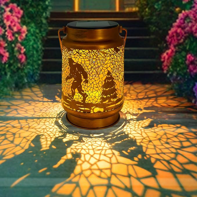 Fathers Day Gifts, Bigfoot Solar Lanterns Outdoor Waterproof, Big Foot Sasquatch Gifts, Hanging Solar Lights for Yard, Patio, Garden Decor