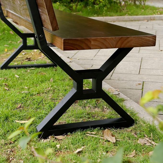 Durable Bench Legs with Backrest Brackets for Patio Benches | DIY Backyard Furniture, Park-Style Seating or Hallway Benches. Fits Heavy Timber & Slabs. Weather-Resistant for Outdoor Use