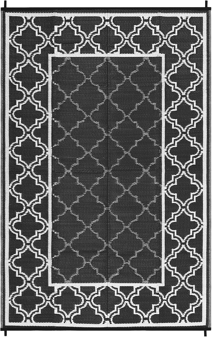 Garvee Reversible Outdoor Rug 5x8, Waterproof Outdoor Plastic Straw Rug with Interlacing Pattern, RV Mat for Picnics, Patio, Camping, Balcony, Deck, Backyard, Porch