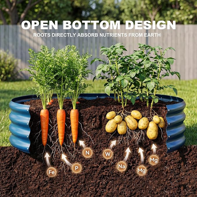 Land Guard 2Pcs 8ft Galvanized Steel Raised Garden Bed, 8 x 4 x 1 ft Large Metal Raised Planter Beds, Raised Garden Bed for Vegetables, Blue