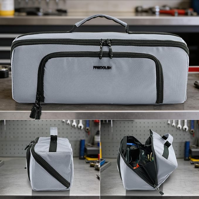 Tool Bag Organizer for Electrician & Technician, Portable Wide-Open Tool Tote with Multi Compartments, Heavy Duty Tool Storage Bag for HVAC, Plumbing, Garage & Home Repair Tools, Handyman