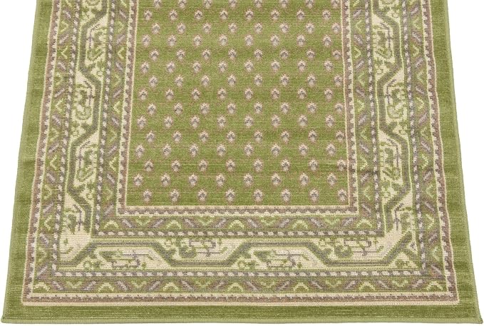 Unique Loom Williamsburg Collection Traditional Border with Dotted Center Area Rug, Runner 2' 9" x 9' 10", Green/Beige