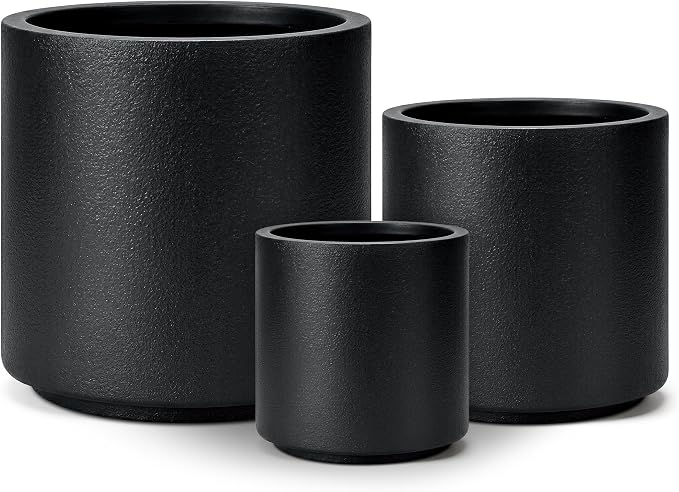 homenote Flower Pots 13.2/10.5/8.5 Inch,Large Plant Pots Indoor with Drainage,Plastic Pots for Plants,Garden Pots for Outdoor,Large Planters for Indoor Plants,Big Plastic Planter,Black(3 Pcs)