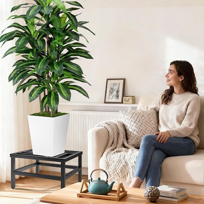 Plant Stand Indoor Outdoor, 2-Pack 18 Inch Heavy Duty Plant Stands Riser Metal Pedestal Stand for Large Flower Pot, Wrought Iron Flower Stand Display Planter Shelf for Living Room, Patio