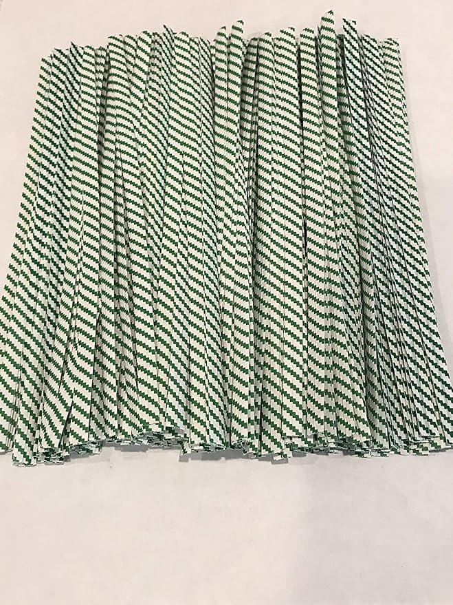 2000 11" Twist Ties Plastic Coated No Rip Paper Ties Cello General Use (Green & White)