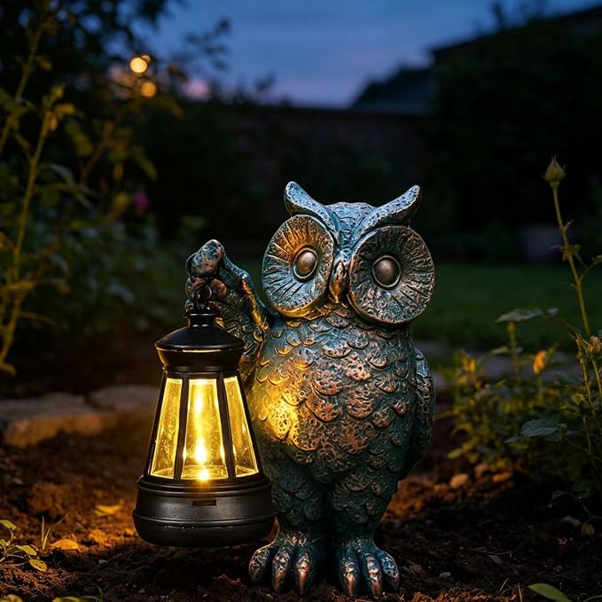 Garden Statues Outdoor, owl Figurines Decorated with Solar Lights, Unique Christmas Birthday Gifts for Moms, Grandmas, Women, Wives, Sisters