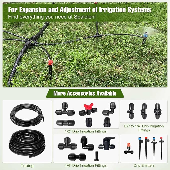 30PCS Push-to-Fit Drip Irrigation Emitters for 1/4 inch Irrigation Tubing, Adjustable 360 Degree Drip Emitter Sprayer with Stake, Irrigation Dripper Sprinklers for Drip Irrigation System