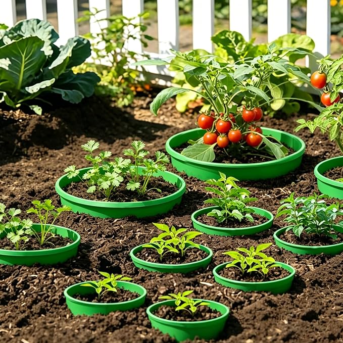 EBaokuup 6 Pcs 7 Inch Planting Grow Rings-Planting Protective Round Edging to Separate Rock and Pest-Planting Rings for Vegetables, Herbs and Flowers