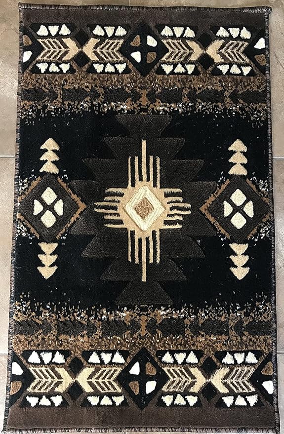YHSF South West Native American Area Rug C318 - Easy Clean, Thick, Soft, Durable Native Tribal American Indian Inspired Rug for Bedroom/Living Room and More - Black, 3 Feet x 4 Feet 7 Inches