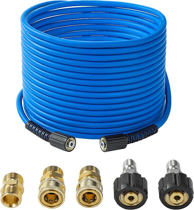 FIXFANS Pressure Washer Hose – 1/4" X 50 FT High Power Washer Extension Hose – Kink & Wear Resistant High Pressure Hose for Replacement – Compatible with M22 Fittings – 3600PSI