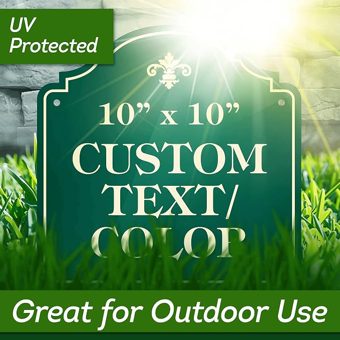 Custom Sign, Customized for Outdoor/Indoor Use, Personalized Designer Style Sign, 10x10 Inch, 24 Colors, Rust-Free Thick AlumaBond - Made by: My Sign Center, USA (Florolex I - Contour)