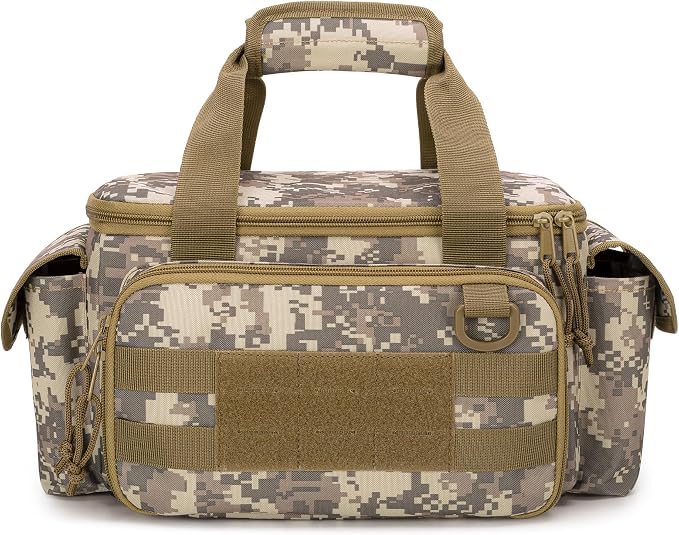 Rexmica Small Tool Bag with Anti-friction and Thick Padded Bottom, Tool Storage Organizer for Men, Tactical Range Bag, Multi-functional Work Bag for Repairman, Electrician, Carpenters (Camo)