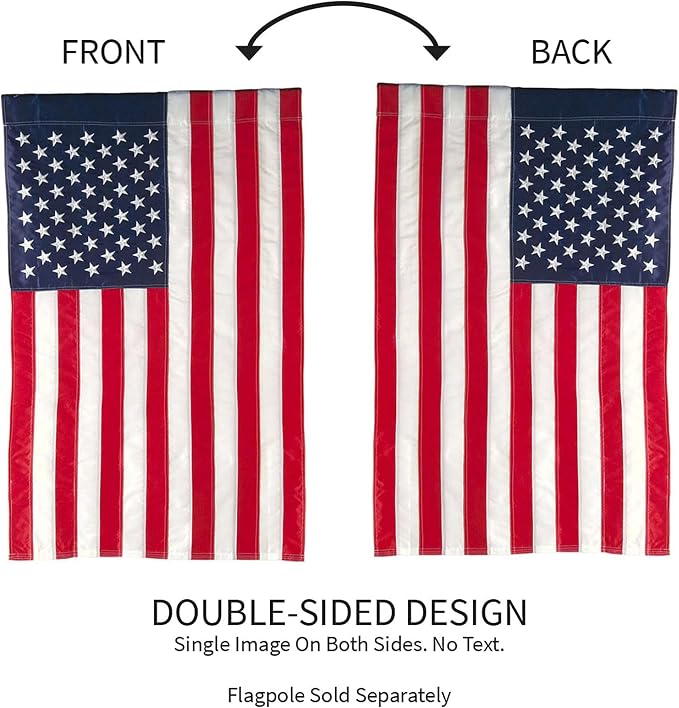Evergreen Flag American Flag 44-inch x 28-inch House Size | Heavy Duty Outdoor Premium 310D | Embroidered Stars and Stripes and Quadruple Stitched Edge | USA Residential or Commercial