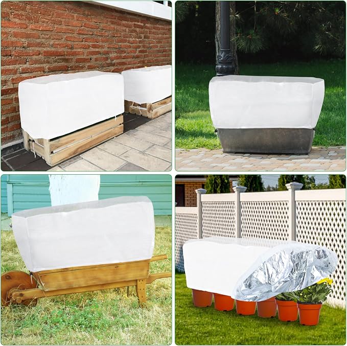 Frost Cloth Plant Freeze Protection, 4.6x2.3 FT Raised Bed Cover for Winter | Rectangular Plant Covers Freeze Protection with Insulated Liner, Frost Cloth Blanket for Outdoor Plants Raised Garden Beds