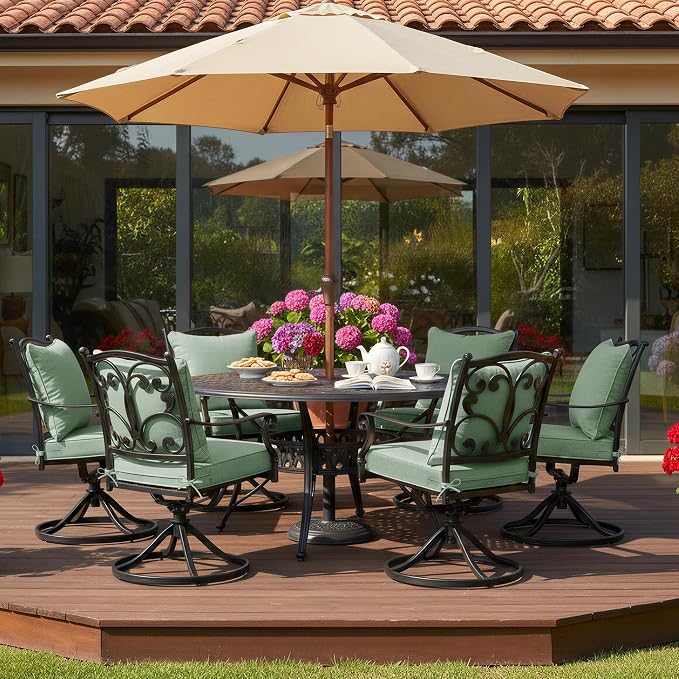 Summsun Outdoor Cushions for Patio Furniture, Faux Linen Water Resistant Backrest and Deep Seat Cushion Set with Removable Cover, Ties, Non-Slip Bottom, 22 x 22 Inch, Sage Green, Set of 4