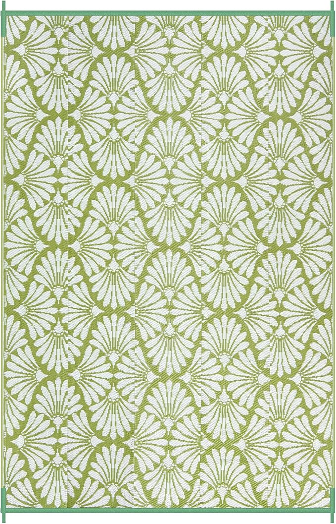 Lahome Outdoor Plastic Straw Camping Rugs, Waterproof 6x9 Outdoor Patio Rugs, Reversible Portable Outside Carpets for Beach Camping Picnic Rv, Pale Green,6'x9'