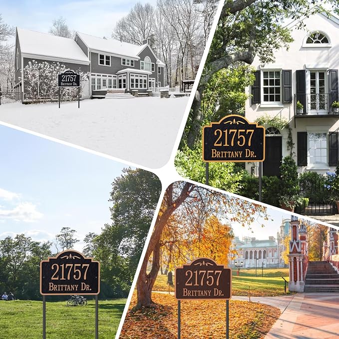 Customizable Address Sign - LAWN MOUNTED Plaque Outdoor House Number Ideal for Home and Garden Décor Style 4