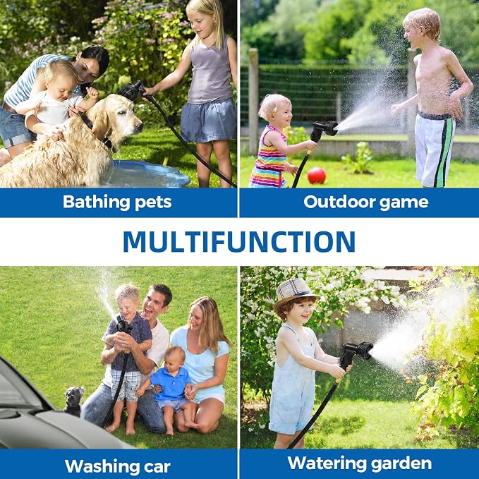 100 ft Expandable Garden Hose with 10-Function Spray Nozzle – Flexible Water Hose with 3/4" Solid Brass Fittings, 3750D Extra-Strong Fabric, 5-Layer Latex Core, Leakproof & Kink-Free Expanding Hose
