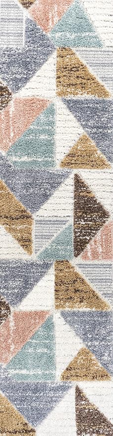 JONATHAN Y Colorblock Carved High-Low Multi Runner Rug 2X8 ft, Aileen Geometric Scandi for Living Room, Bedroom, Kitchen, Office, Easy-Cleaning, High Traffic, Pet-Friendly, Non-Shedding SNT107A-28