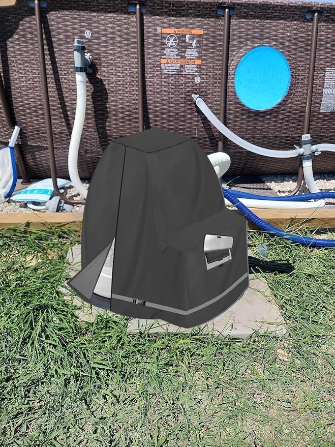 XCZ Sand Filter Pump Cover for 12-16INTEX Crystal Clear Sand Filter Pumps, Waterproof and UV Resistant, Above-Ground Pool Pump Cover Also Available with its Model ,Black only Cove