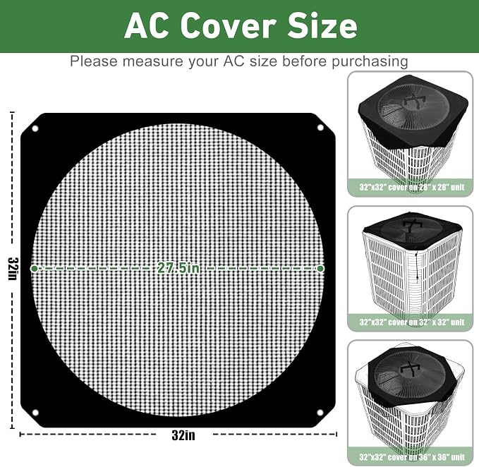 Central Air Conditioner Cover for Outside Winter, 32x32in Universal Air Conditioning Cover, Mesh and Oxford AC Covers for Outdoor Units with AC Stand
