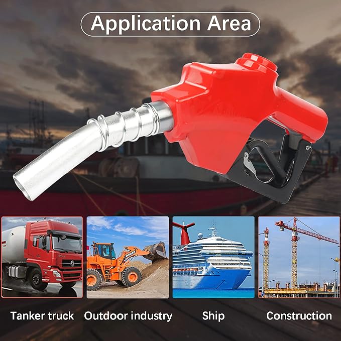 Azdele 1 Inch NPT Red Automatic Fueling Nozzle 1-3/16 Inches(OD=30mm) Spout Auto Shut Off Aluminum Alloy Diesel Petrol Fuel Nozzle, The Max Flow Rate 120L/Min