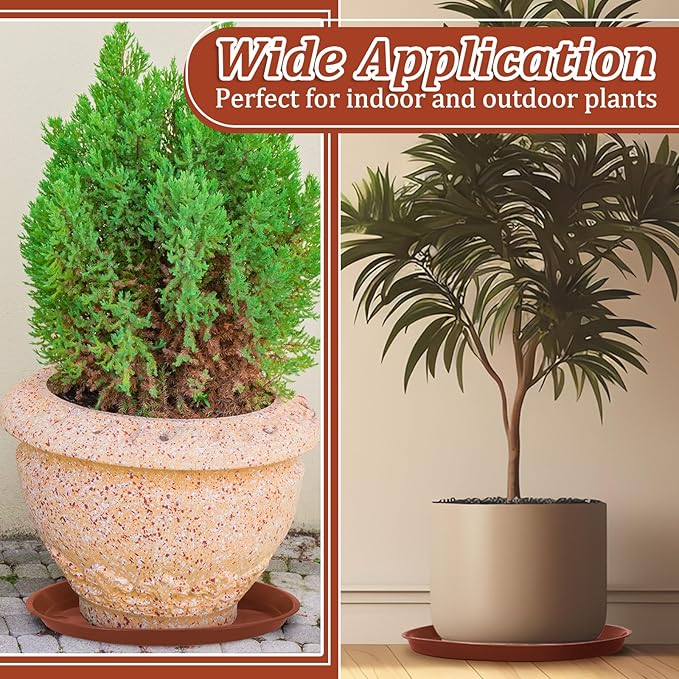 Eccliy 6 Pack Plastic Plant Saucer Heavy Duty Planter Saucers Large Plant Pot Saucers Plastic Water Trays for Indoors and Outdoors Flower Plant Plant Drip (Terracotta,18 Inch)