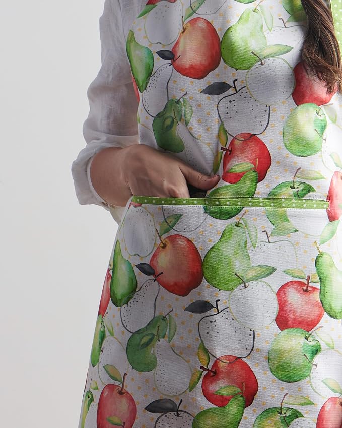 Maison d' Hermine Aprons for women with Pocket 100% Cotton (27.50"x31.50") | Adjustable Neck Strap & long ties Apron Men Chef Wedding Cooking Gardening Server Maid