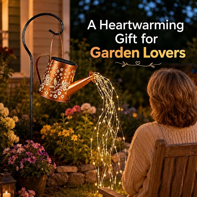 Solar Watering Can Light, Solar Powered Hanging Lantern Landscape Lights, Decorative Garden for Yard Waterproof Garden Decor, Gifts for Mom, Grandma(02-Hummingbird)