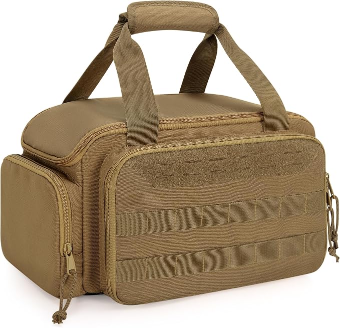 Rexmica 12-Inch Tool Bag with Anti-friction Bottom, Hand Tool Storage Organizer Bag for Men, Tactical Range Bag, Multi-purpose Work Tote for Repairman, Electrician, Carpenters, Handyman, Khaki