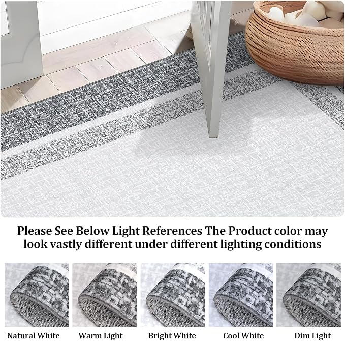 GAOMON Area Rugs 2x6 Modern Runner Rug Washable Bordered Entryway Runners Soft Faux Wool Carpet Contemporary Neutral Non-Slip Long Rug Runner Indoor Accent Hallway Kitchen Runners for Bedroom Grey