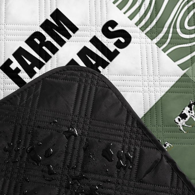 Outdoor Picnic Blanket,Portable Sandproof Waterproof Picnic Mat,Farm Animals Printed Camping Beach Mat for Sand and Wet Grass Hiking (Farm Animals L)