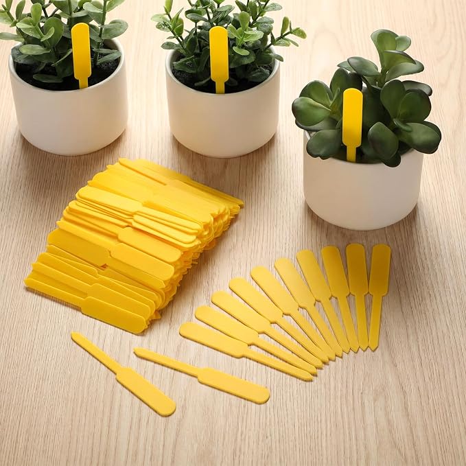 Novabright 500 Pcs Plant Labels 5 Inch Plastic Plant Name Tags for Seedlings Garden Label Markers Nursery Plastic Planting Seed Labels for Outdoor Garden Waterproof Label Pot Stakes(Yellow)