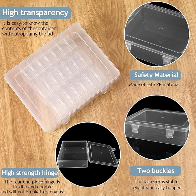 Bead Organizer Box, 30pcs Small Clear Plastic Storage Containers, Craft Storage Box Features Hinged Lid and Labels, Mini Boxes for Bracelets, Jewelry, Diamonds, Clay Beads, Screws, Seeds, Small Parts