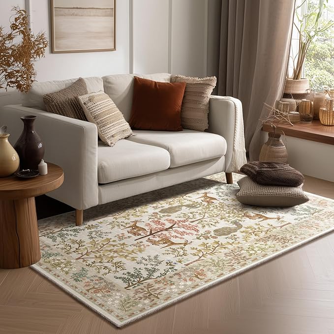 3x5 Small Area Rugs for Entryway: Machine Washable Rug Stain Resistant Non Slip Low Pile Soft Faux Wool Lightweight Entry Rug for Bedroom Living Room Kitchen Laundry Office Bathroom Front Door Indoor