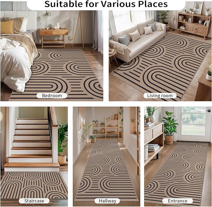Tangsoo Modern Easy Jute Rug 2x4 Rug for Entryway,Washable Thin Rainbow Outdoor Door Mat,Non-Slip Indoor Floor Carpet Farmhouse Small Throw Mat for Kitchen Hallway Bedroom Front Porch Entrance