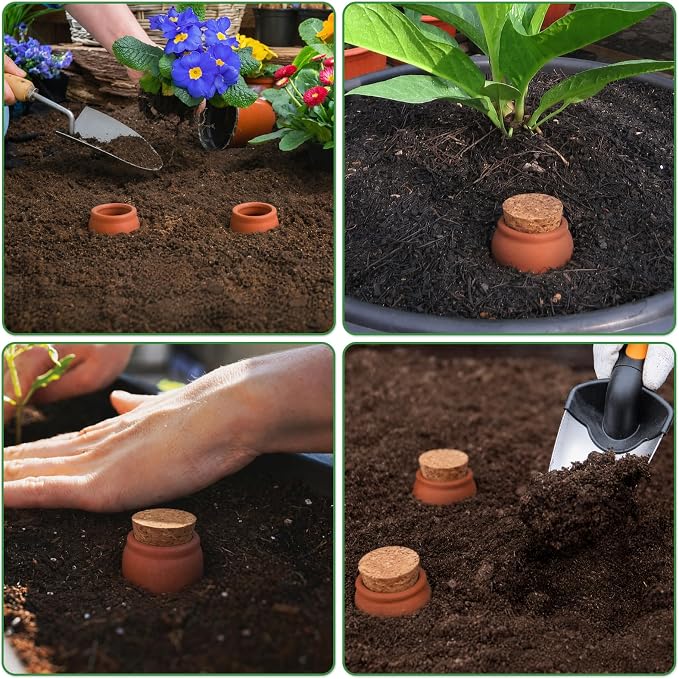 3 Pack Large Terracotta Olla Watering Pots, 520ml Plant Watering Globes, Self Watering Devices for Outdoor Garden Flower Bed Plants