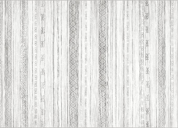 Boraya Area Rugs for Living Room: 8x10 Washable Boho Rug for Bedroom Large Neutral Bohemian Moroccan Farmhouse Geometric Dining Room Rugs Ultra Soft Floor Carpet Indoor for Home Office - Grey Ivory