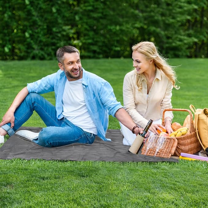 Pocket Small Picnic Blanket for 1-2 Persons, 43.3x55.12″(2.5oz), SandProof Waterproof Super Light Compact Beach Blanket, Portable Outdoor Blanket for Hiking Camping Travel Festival (Gray)