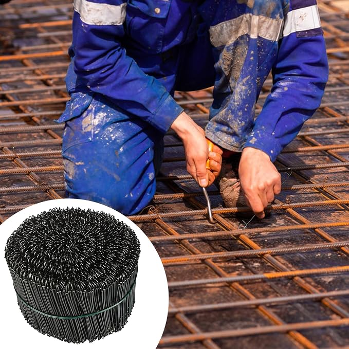 1000Pcs Wire Tie Rebar 6" Double Loop Reinforcing Steel Bar Ties 16 Gauge - 2Pcs Tie Wire Twister Tool With Wooden Grip Handle for Securing Concrete Construction
