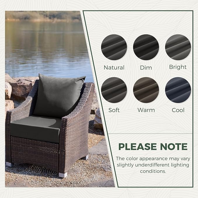 Outdoor Cushions for Patio Furniture, Outdoor Seat Cushion Set 24 x 24 x 5.75 in, Waterproof & Fade Resistant Outdoor Chair Cushions, Patio Cushion with Removable Cover, Set of 4, Dark Grey