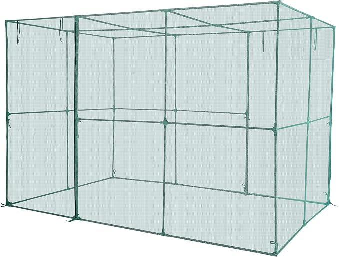 VEVOR Crop Cage, 9.5 x 6.36 x 6.36 ft Plant Protection Tent with Zippered Door, Wind-Resistant Tall Crop Cage, Easy to Install, Outdoor Raised Bed Cover, Tomato Plant Netting for Garden Patio Lawn