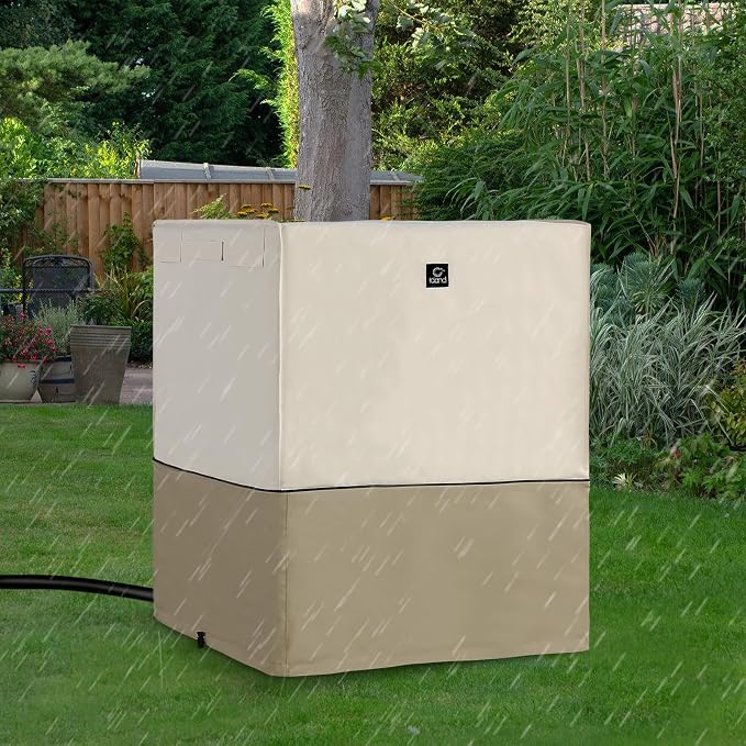 Air Conditioner Cover for Outside Units with Upgraded Waterproof Fabric, Durable 600D AC Cover for Outdoor Air Conditioner Protection, Fits up to 38W x 38D x 40H Inch Beige