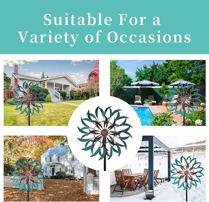 Stargarden Metal Wind Spinner,Two-Way Wind Sculptures,360 Degrees Kinetic Wind Spinners for Yard and Garden | 360 Degrees Kinetic Wind Spinners for Yard and Garden
