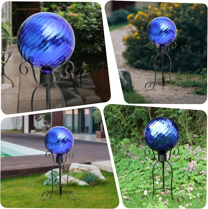 VCUTEKA Gazing Ball, Garden Mirror Gazing Globe for Outdoor Yard Decor, 10" | Garden Globes, Glass Mirror Polished Hollow Ball Reflective Garden Sphere for Home Garden Lawn Outdoor Yard Decorative