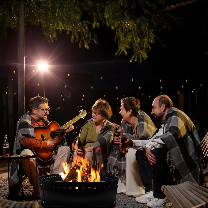 FEBTECH - 45" D x 12" H Smokeless Fire Ring Liner - Steel Fire Ring | Premium Heat Resistant Portable Fire Ring Insert for In-Ground or Above-Ground Outdoor Camping Bonfires
