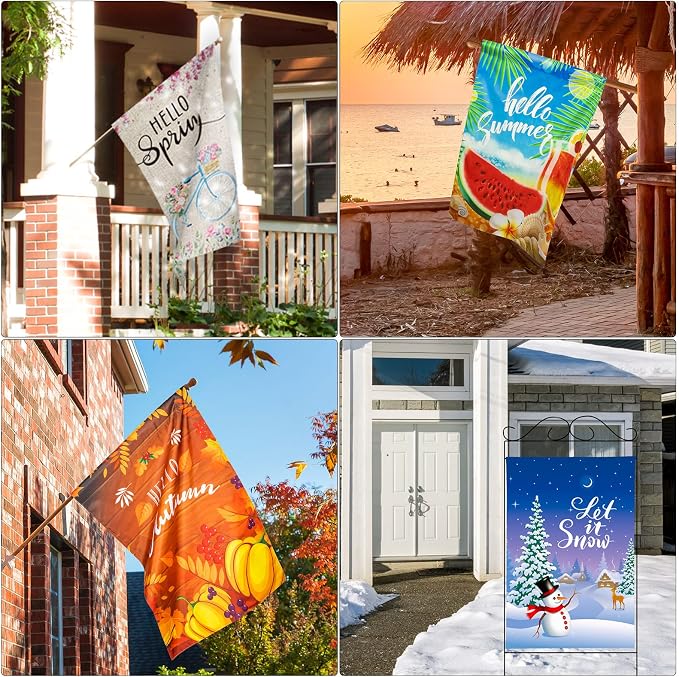 Shimeyao 12 Pack 28 x 40 Inch Patriotic Flags for Outside 4th of July White Blue Spring Large Holiday Yard Flags Garden Lawn Independence Day Double Sided Seasonal Flag Polyester Festive Set Outdoor